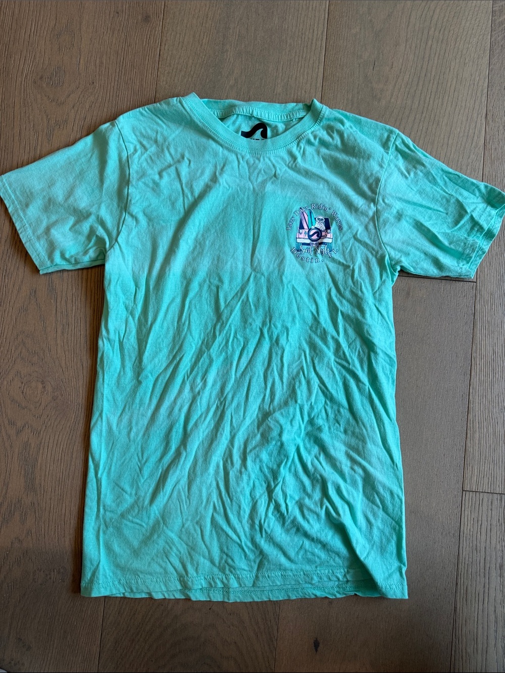 surf style Mint Green Short Sleeve Graphic Pocket Tee